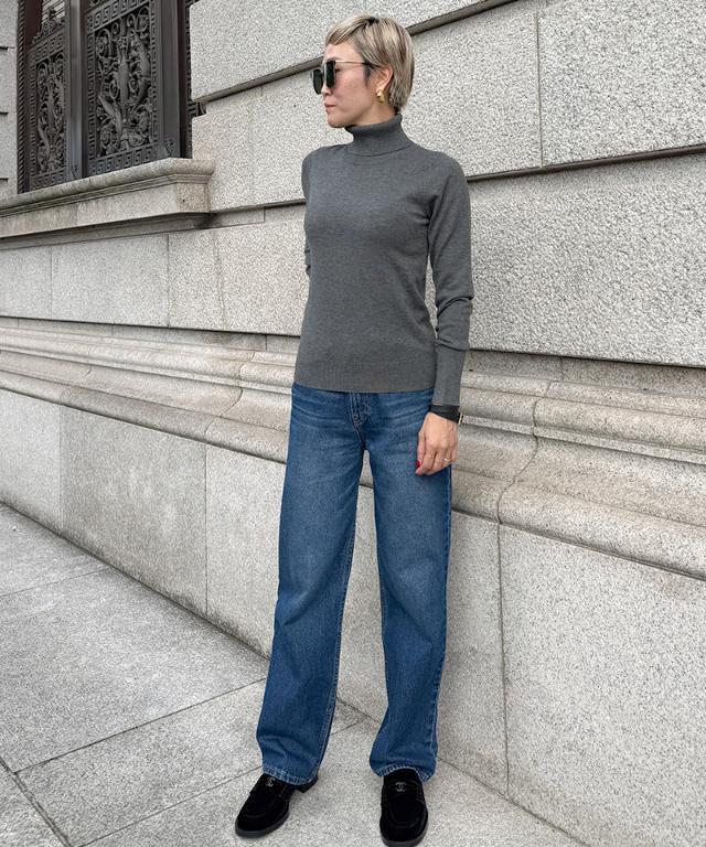 G244 M 9 タエアシダ カシミヤ混 グレー ノーカラーJKT レディース G244 M 9 タエアシダ カシミヤ混 グレー ノーカラーJKT レディース