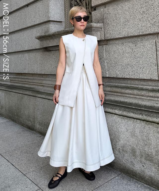 シーニュ　インフルエンサー人気スカート白 ステッチチュールインスカート｜JENNE(ジェンヌ)公式通販：パリ