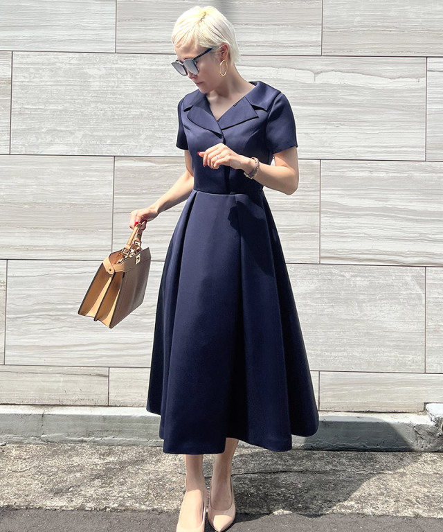 オープンカラー サテンワンピース｜JENNE(ジェンヌ)公式通販：パリ  