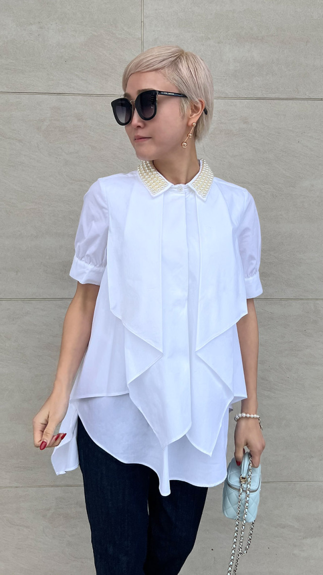 papier ぶた つけ襟ブラウス ホワイト 