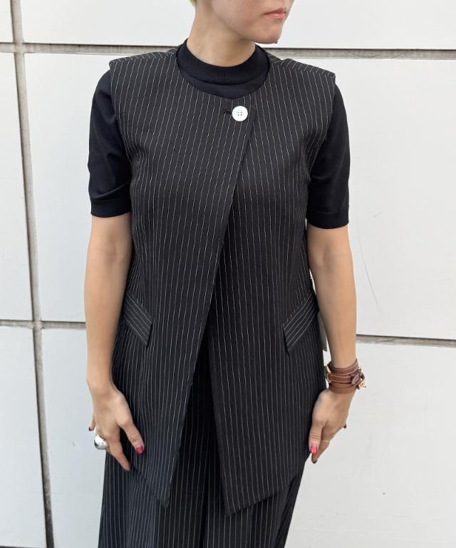 JENNE ジレ/ ブラック ピンストライプモダンジレ｜JENNE(ジェンヌ)公式通販：パリ