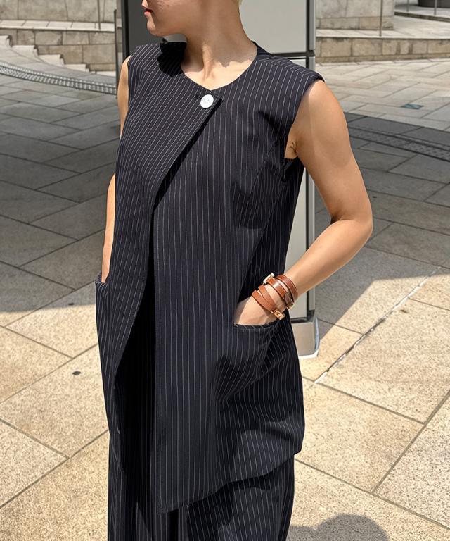 JENNE ジレ/ ブラック ピンストライプモダンジレ｜JENNE(ジェンヌ)公式通販：パリ