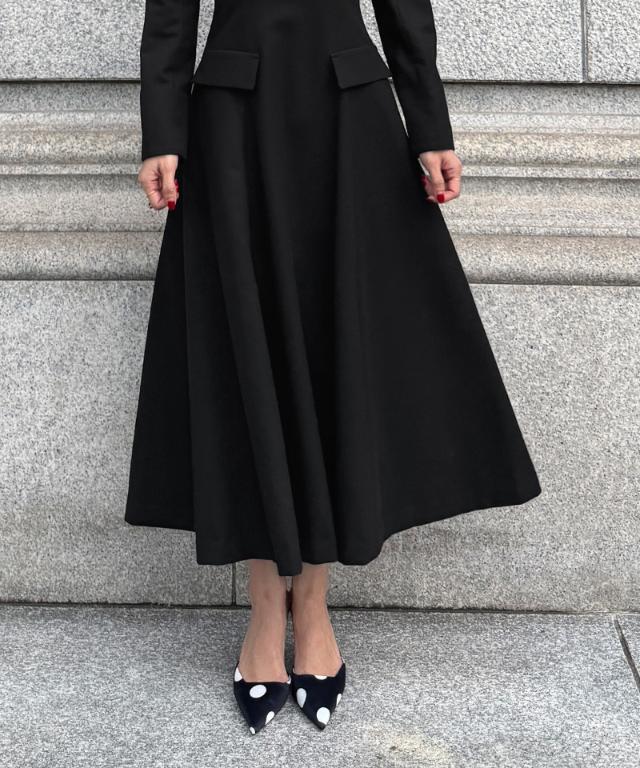 CELINE フィービー期 レザー ウール アシンメトリーデザイン ワンピース CELINE フィービー期 レザー ウール アシンメトリーデザイン