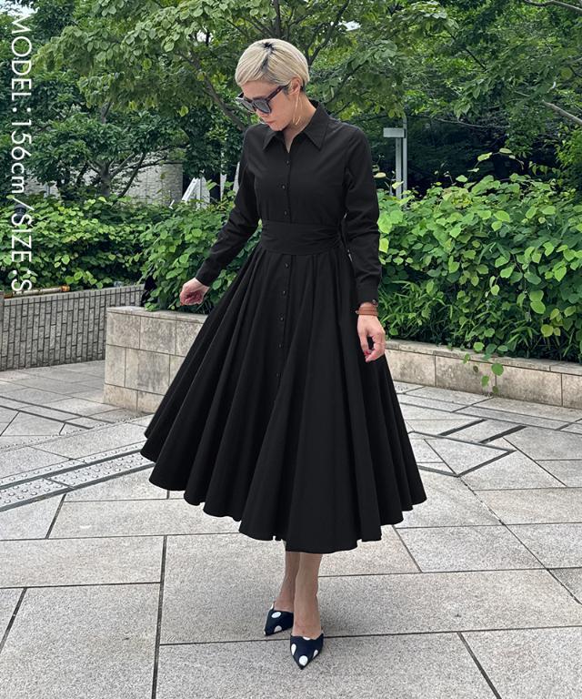 sister jane】完売前に Maggie リボン 長袖 シャツワンピース JENNE シャツワンピース ウエストリボンあり