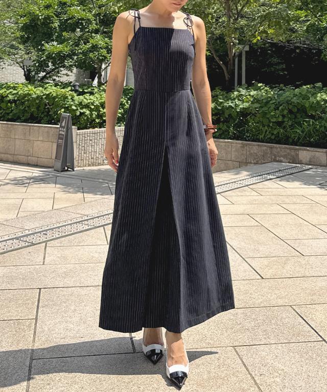 肩紐リボンピンストライプサロペット｜JENNE(ジェンヌ)公式通販：パリ