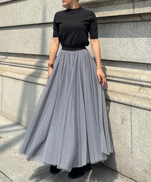 【関税込み】Juun.J マルチカラー Sleeve Tie マキシスカート 2WAYチュールドットスカートドレス｜JENNE(ジェンヌ)公式通販