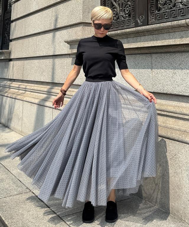 【KAREN MILLEN】プチ ビスコースティアードスカート ドレス 2WAYチュールドットスカートドレス|JENNE(ジェンヌ)公式通販