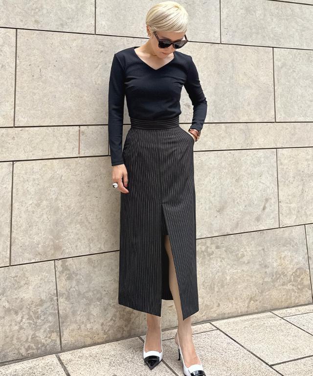 関税込 セザンヌ センタースリット ストレート ミディ丈スカート 関税込☆セザンヌ センタースリット ストレート ミディ スカート