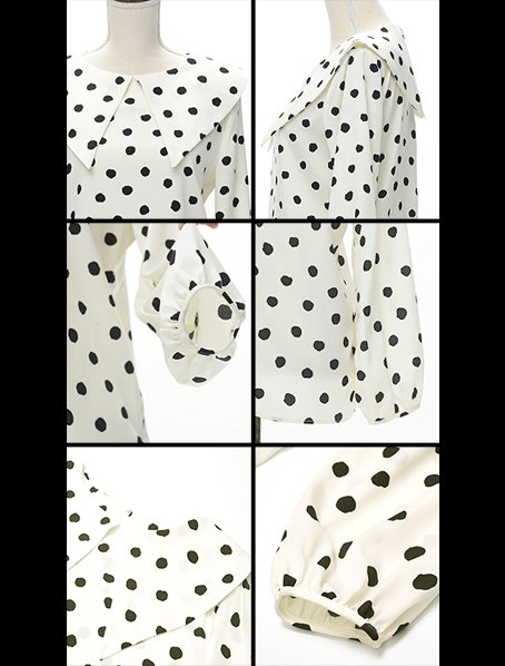 Nymphai 変形ドットパネルフレアコート 個性的 水玉 女優襟 ドットトップス｜JENNE(ジェンヌ)公式通販：パリジェンヌのよう