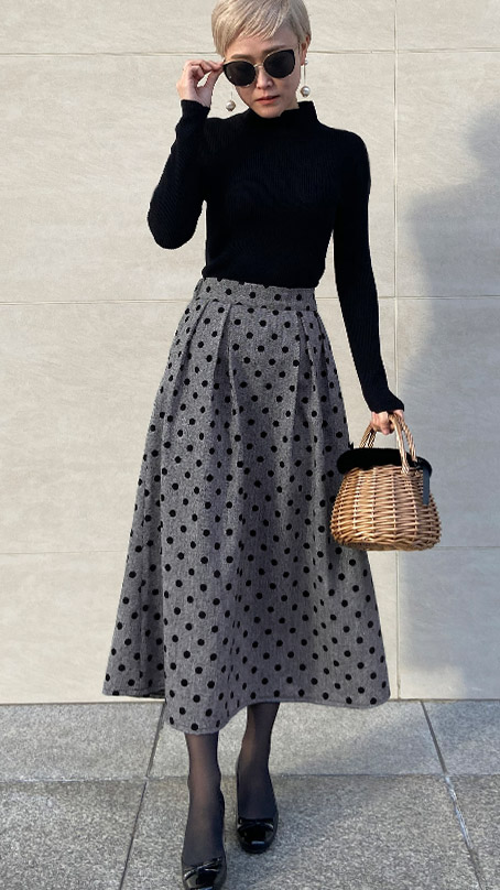 ウールフロッキードットスカート｜JENNE(ジェンヌ)公式通販：パリ  