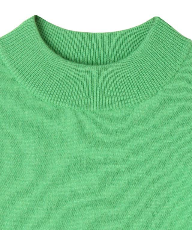 45rpmオーバーサイズ長袖ウールニット 緑 セール】 ウールブークレクロップドプルオーバー （ニット・セーター