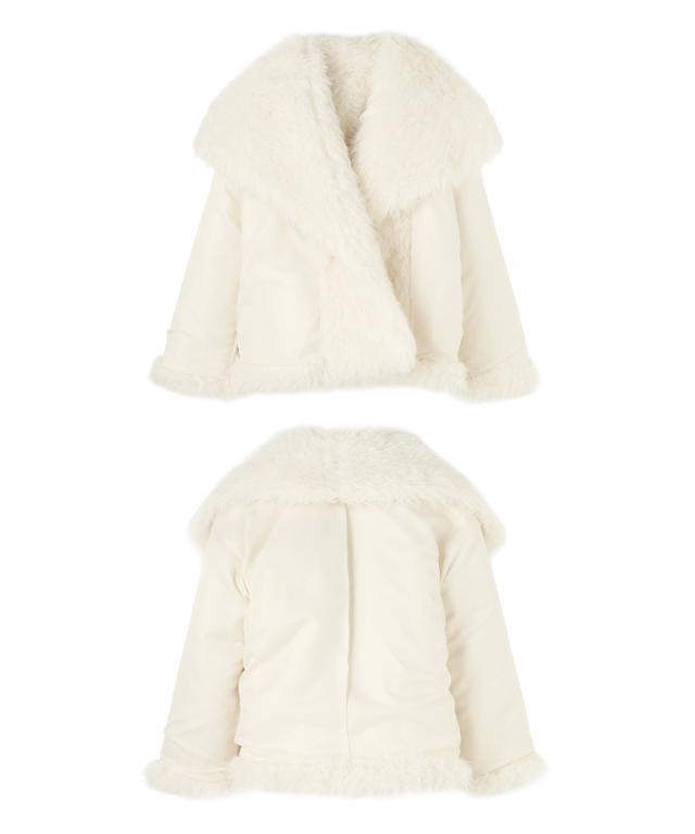 美品　The Barnnet ウール　シャギーコート　ホワイト ロイヤルスノーエコファーコート＜JENNE×TISSAVEL＞｜JENNE(ジェンヌ