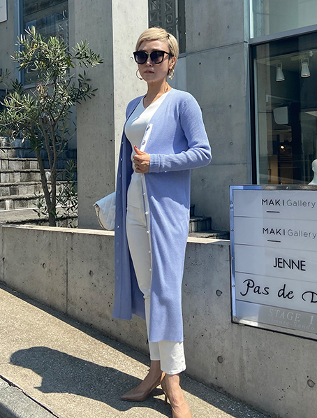 ルネリボンパールリブニットカーディガン 