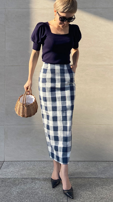 リネン混チェックペンシルスカート｜JENNE(ジェンヌ)公式通販：パリ  