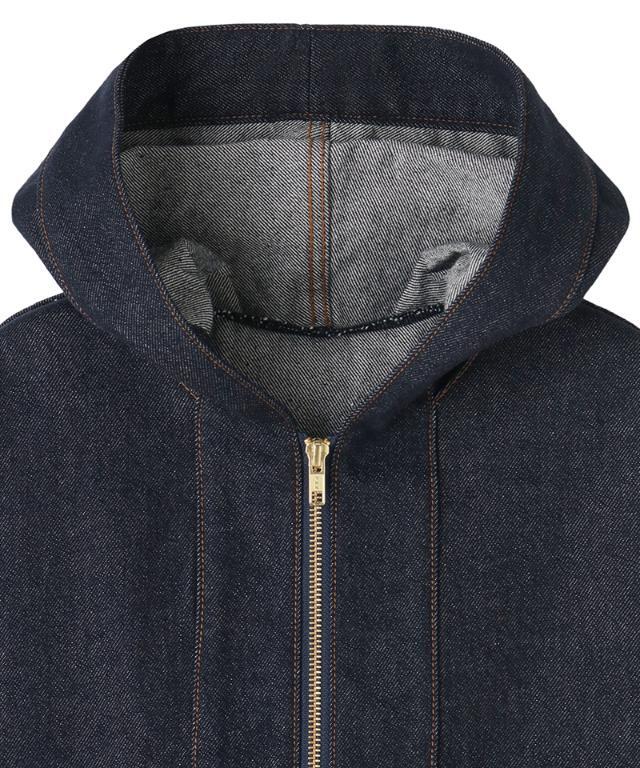 美品JENNE ジェンヌ ノーカラーデニムファージャケット M 濃紺 美品JENNE ジェンヌ ノーカラーデニムファージャケット M 濃紺