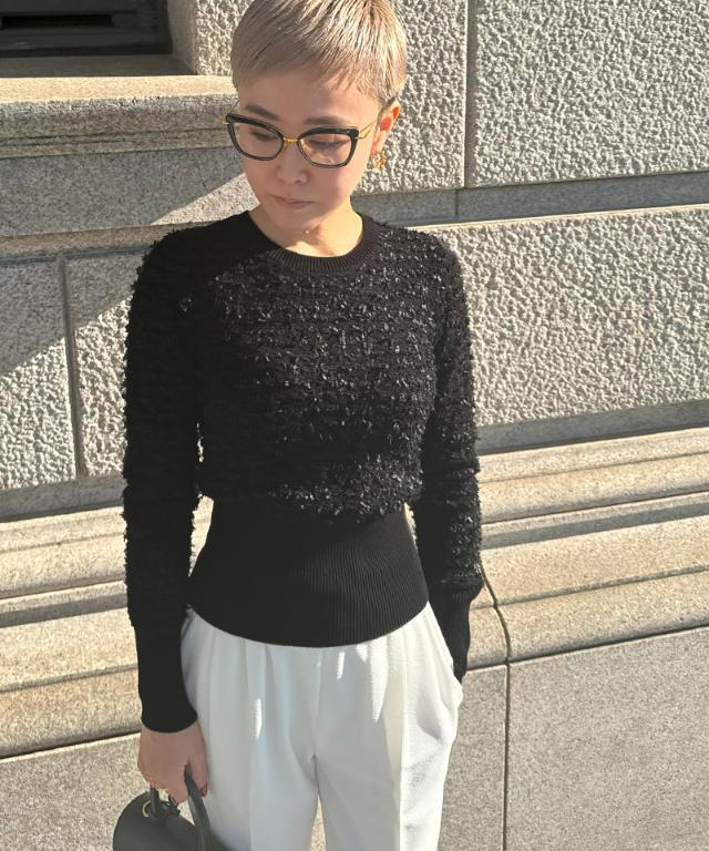 JENNE ツイード風　ニットトップス ツイード風コンパクトトップス｜JENNE(ジェンヌ)公式通販：パリ