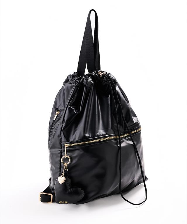 週末sale【完売】JENNE ドットリボン付きブラックリュック 2WAYリボンリュック（バックパック/リュック）｜JENNE