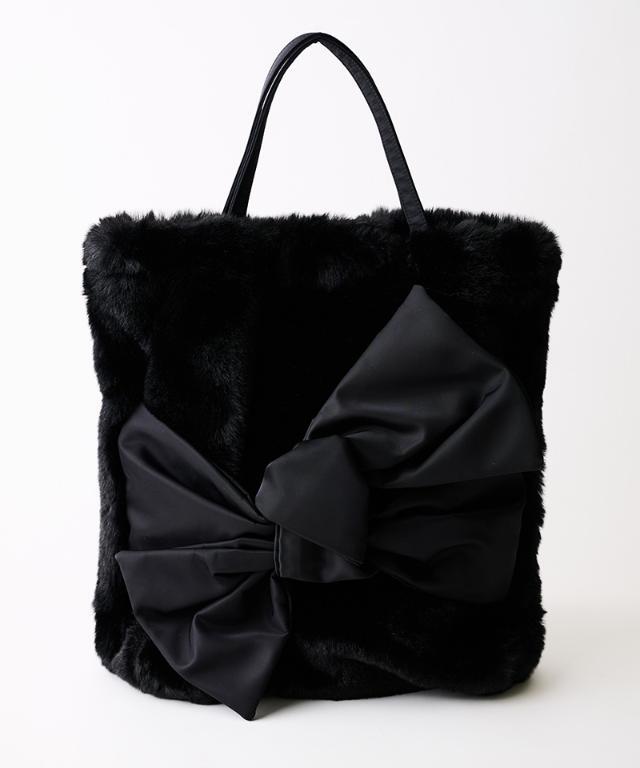 【はな】René ファー付きトートバッグ 黒 JENNEリボンエコファートート｜JENNE(ジェンヌ)公式通販：パリジェンヌ