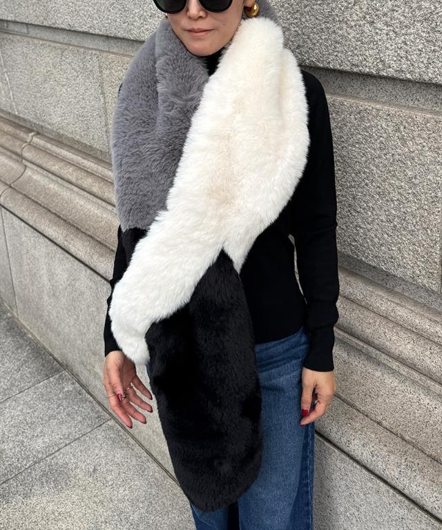 完売品　新品タグ付き　JENNE エコファーカラーブロックマフラー エコファーカラーブロックマフラー｜JENNE(ジェンヌ)公式通販：パリ