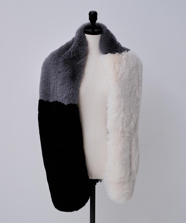 完売品　新品タグ付き　JENNE エコファーカラーブロックマフラー エコファーカラーブロックマフラー｜JENNE(ジェンヌ)公式通販：パリ