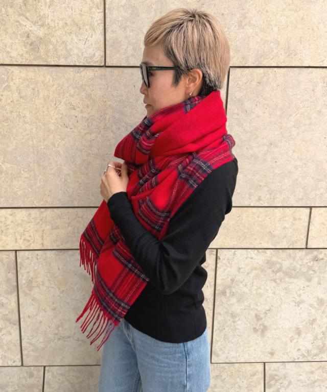 カシミヤ100％＞チェックリバーシブルケープストール｜JENNE(ジェンヌ