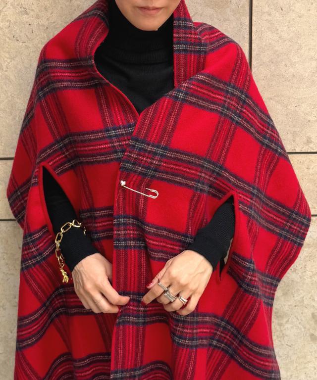 カシミヤ100％＞チェックリバーシブルケープストール｜JENNE(ジェンヌ
