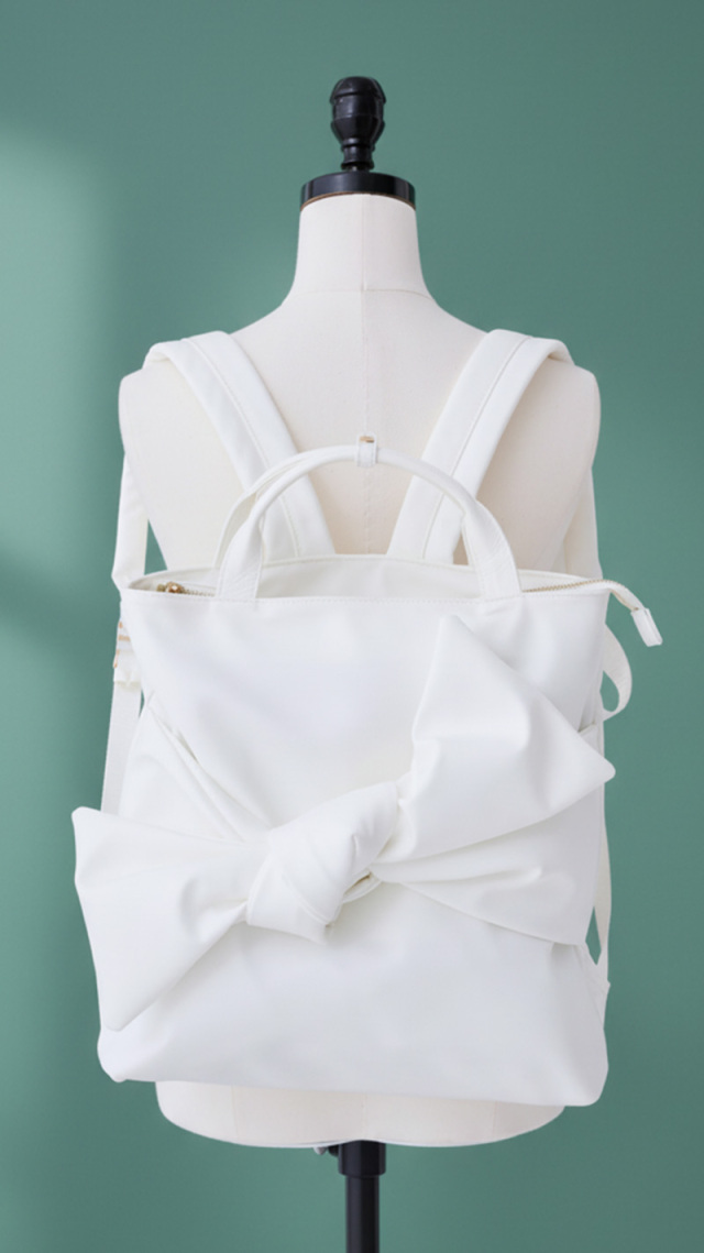 2WAYリボンリュック・ホワイト（撥水生地）｜JENNE(ジェンヌ)公式通販