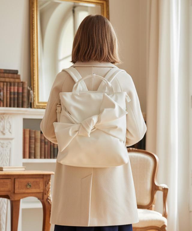 2WAYリボンリュック・ホワイト（撥水生地）｜JENNE(ジェンヌ)公式通販