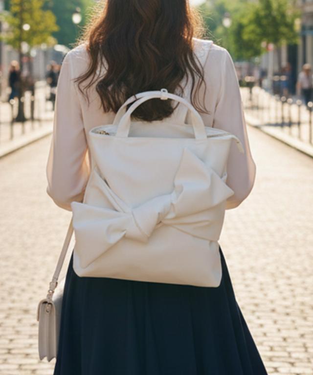 2WAYリボンリュック・ホワイト（撥水生地）｜JENNE(ジェンヌ)公式通販