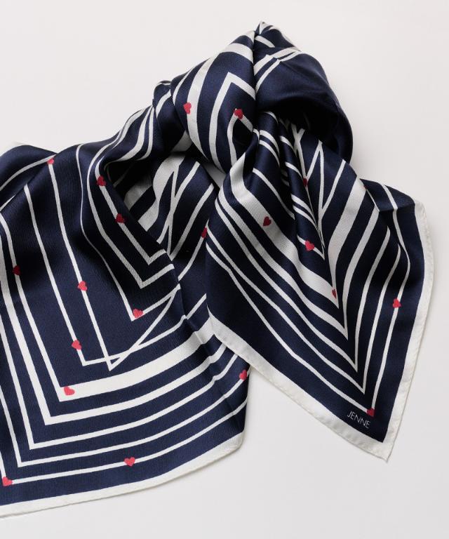 日本製ストライプハートシルクスカーフ｜JENNE(ジェンヌ)公式通販