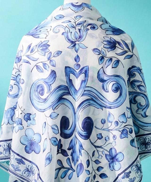 JENNE　ジェンヌ　日本製ブルーアラベスクシルクコットンスカーフ　完売品 日本製ブルーアラベスクシルクコットンスカーフ｜JENNE(ジェンヌ)公式