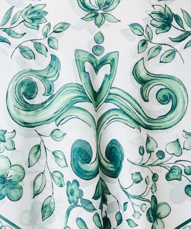 日本製ブルーアラベスクシルクコットンスカーフ｜JENNE(ジェンヌ)公式