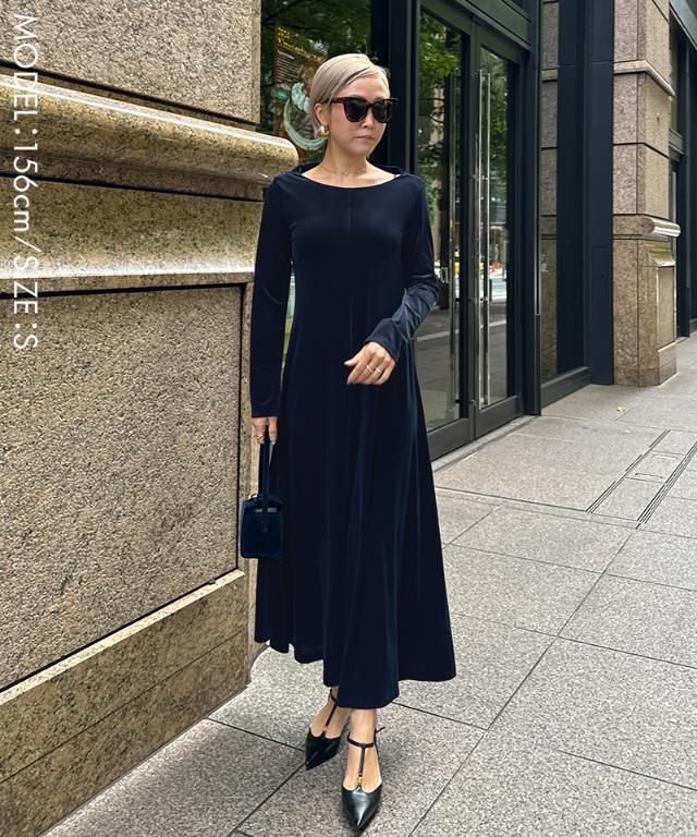 バックリボンフィットアンドフレアベロアワンピース | ur's（ユアーズ） ベロアワンピース