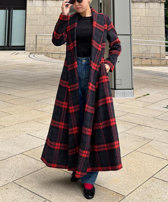 美品✨人気のLサイズ✨JENNE ブラックウォッチフレアロングコート マキシ丈 ブラックウォッチフレアロングコート｜JENNE(ジェンヌ)公式通販