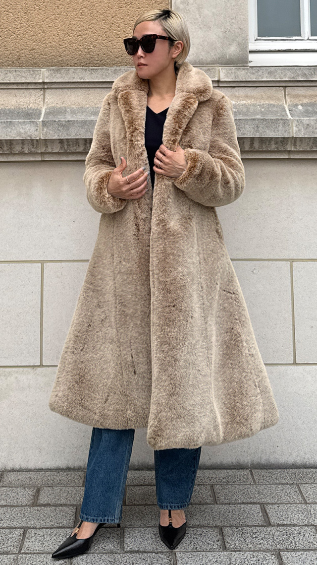 JENNE ジェンヌ エコムートンコート ベージュ S ファーエコファー  