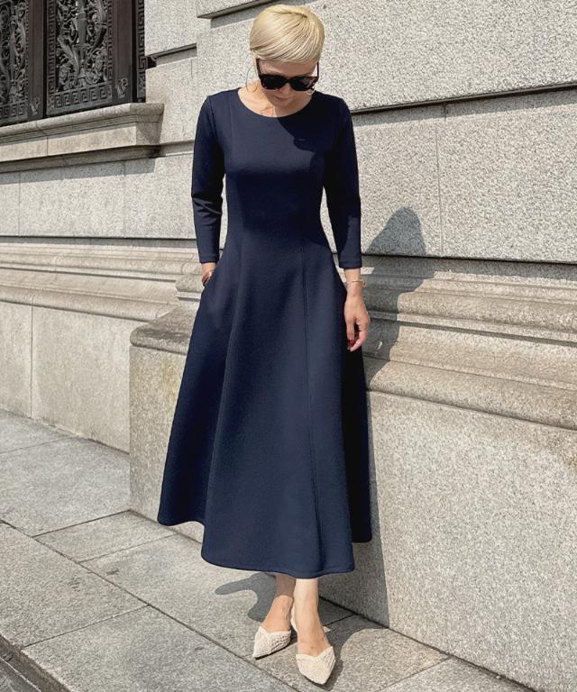 Aラインワンピース フレンチ袖 ショート 韓国系レディース g3235 フレンチ美シルエットとろみスリーブワンピース|JENNE(ジェンヌ