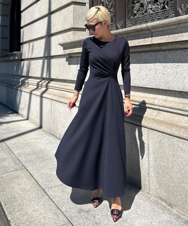 JENNE ケリーライクドレープカットワンピース ブラック ケリーライク