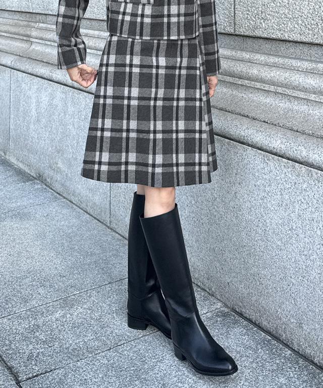 JENNE 最新✨ダークグリーン チェック柄 Aラインスカート 新品 タグ