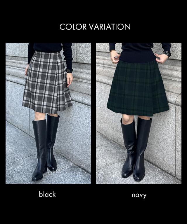 JENNE 最新✨ダークグリーン チェック柄 Aラインスカート 新品 タグあり JENNE / ジェンヌ | ブラックウォッチチェック フレアスカート | S