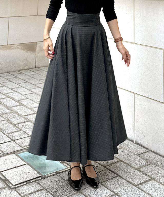 仮専用モデル掲載【ANNEBRA darkgreen 5点セット Wストラップ】 展開サイズUP】フェイクレザー台形スカート[品番：VINK0002096