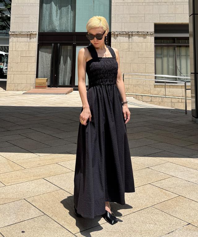 JENNE ジェンヌ バックフリルタイトニットワンピース ロング