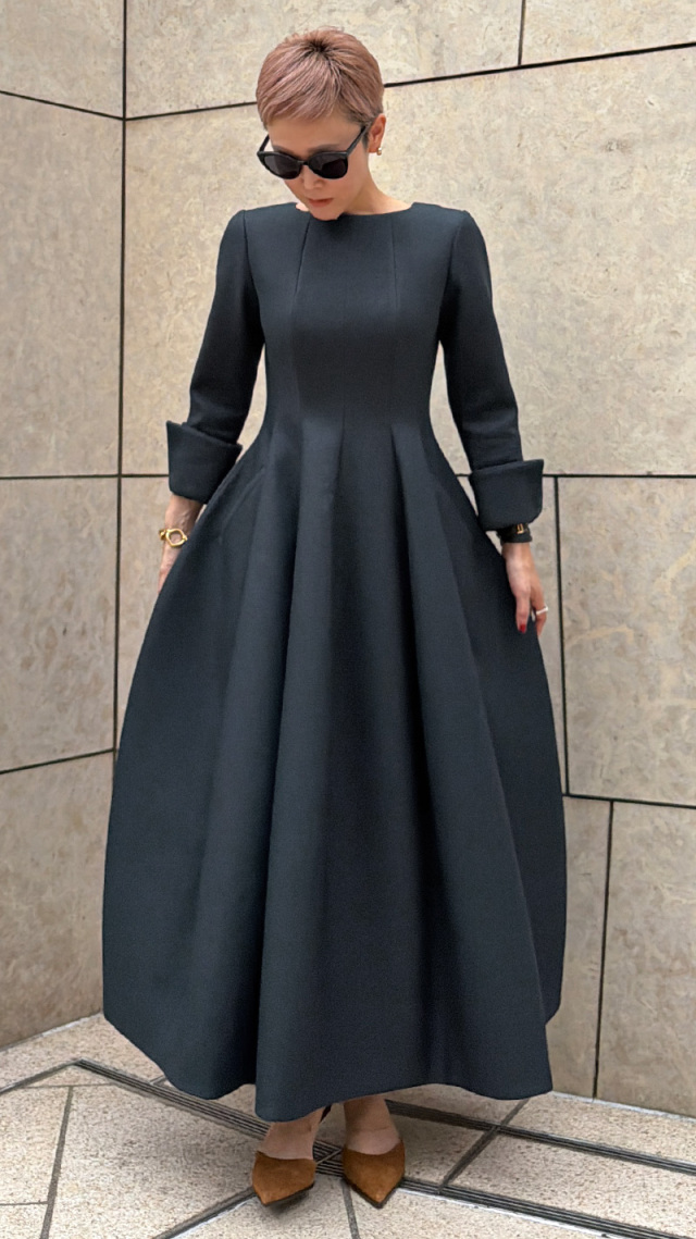 美しい女性ドレスパネル生地　ハンドメイド コクーン立体ドレス＜サステナブル生地＞｜JENNE(ジェンヌ)公式通販