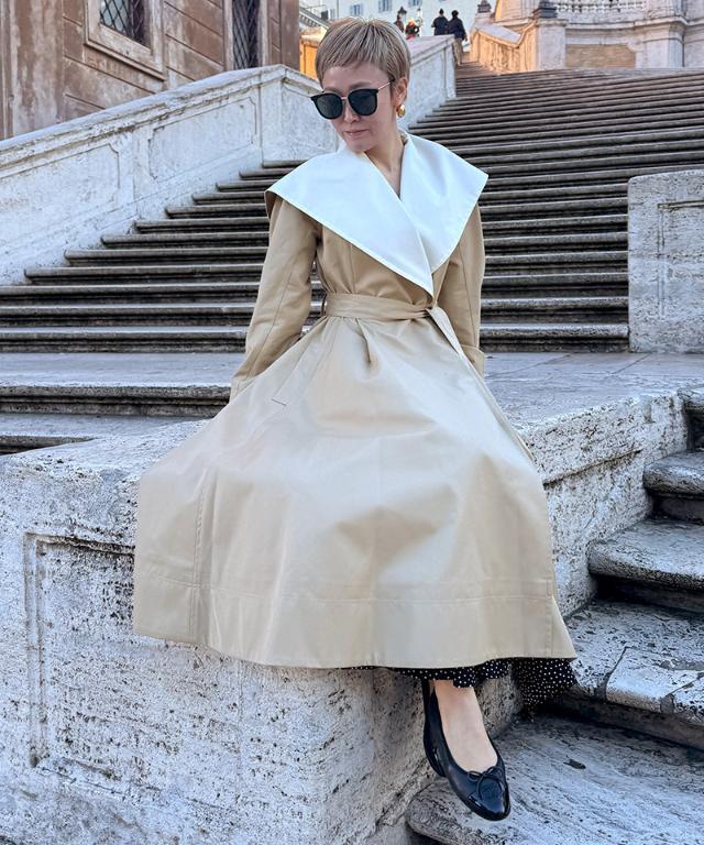 2wayバイカラーフレアトレンチ（花粉防止・撥水）｜JENNE(ジェンヌ