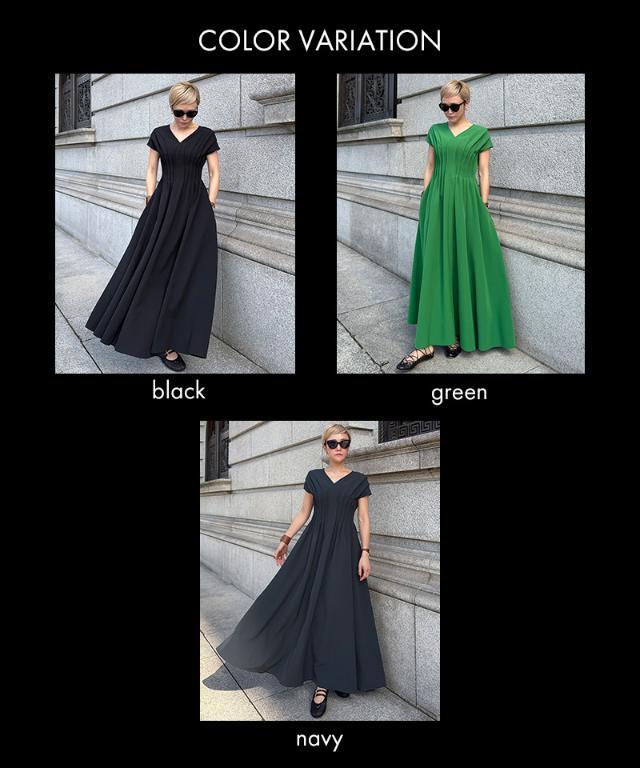 タック立体ドレスワンピ(防シワ・接触冷感・eco素材)｜JENNE(ジェンヌ