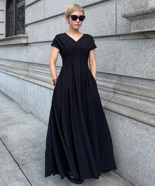 タック立体ドレスワンピ(防シワ・接触冷感・eco素材)｜JENNE(ジェンヌ