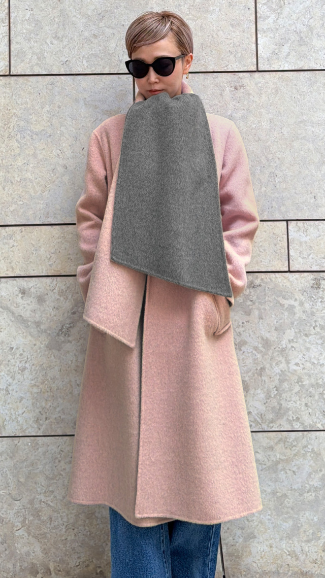 シェアードヌートリア ハーフコート　ピンク　　　　美品 2WAYハンドメイドコート＜リバーシブル着用可＞｜JENNE(ジェンヌ)公式