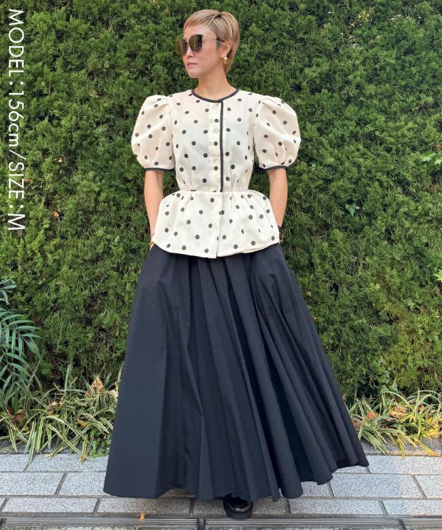 JENNEジェンヌ　シアードット　フレアスカート ラグジュアリーシアードットジャケット（北陸生産生地）｜JENNE