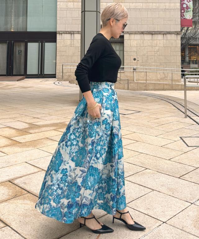 26ss❣️JENNE ジェンヌフレアスカート ジャガードドーリー立体スカート　S ジャガードドーリー立体スカート｜JENNE(ジェンヌ)公式通販：パリ