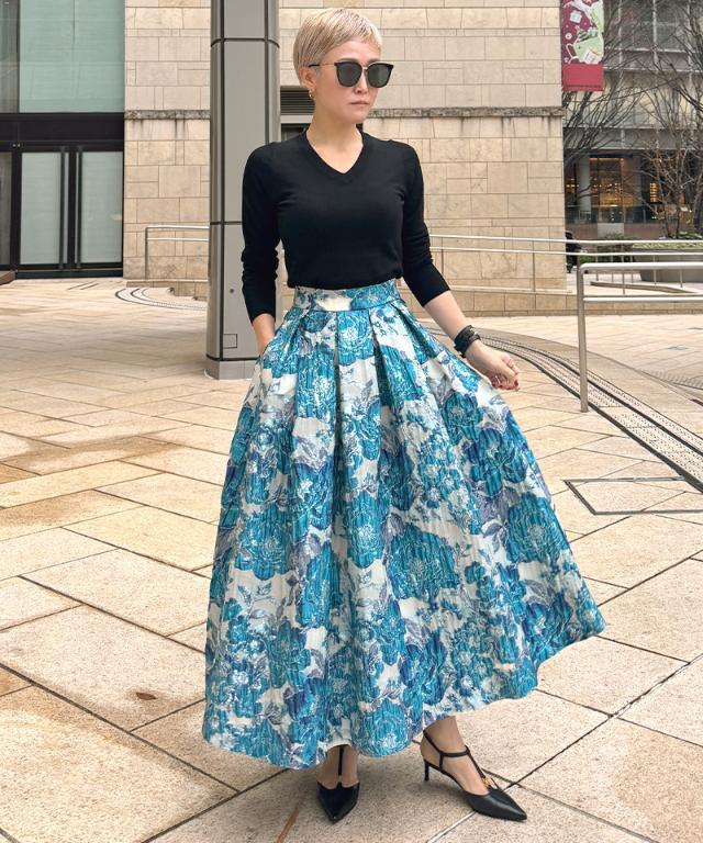 26ss❣️JENNE ジェンヌフレアスカート ジャガードドーリー立体スカート　S ジャガードドーリー立体スカート｜JENNE(ジェンヌ)公式通販：パリ