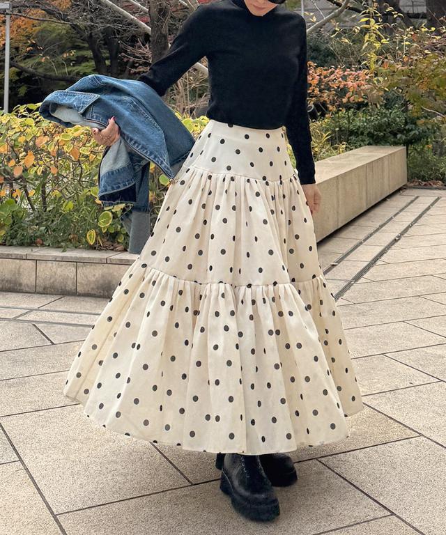 ラグジュアリードットタックスカート（北陸生産生地）｜JENNE(ジェンヌ